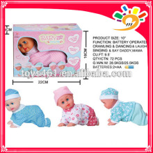 10" battery operated baby doll multi-function crawling baby